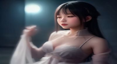 广场音乐喷泉前女性在水柱间嬉戏，夜晚灯光将喷泉染成彩色，美女喷水场景充满节日氛围